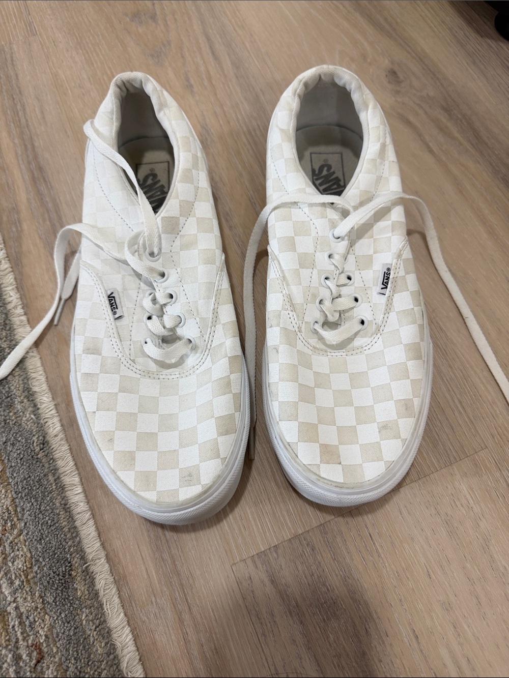 Vans Checkerboard Low Top Sneakers - White/Beige